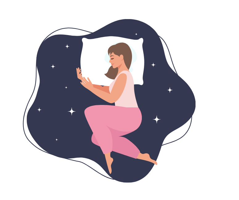 Grapghic of a lady sleeping soundly. lIiving with a chronic condition.